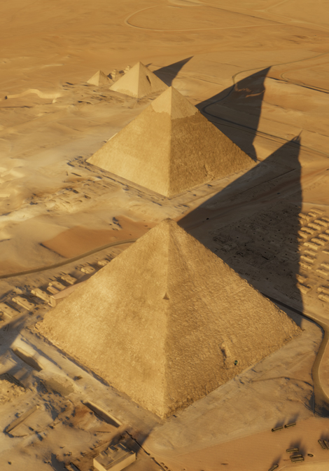 An aerial view of the Great Pyramid. (Image: ScanPyramid Mission)